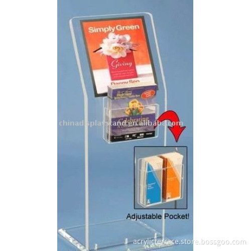 Acrylic Brochure display stand with a poster